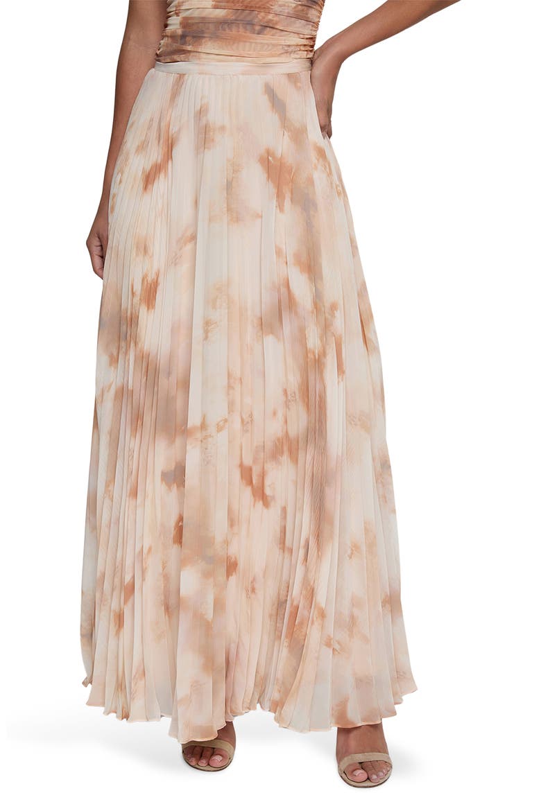 Torin Pleated Maxi Skirt, Main, color, FRAPPE MULTI TIE DYE