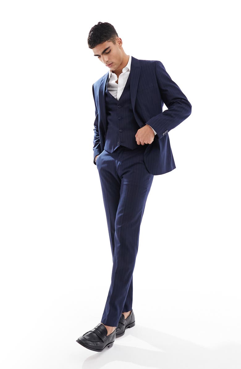 ASOS DESIGN Slim Fit Pinstripe Suit Jacket, Alternate, color, 