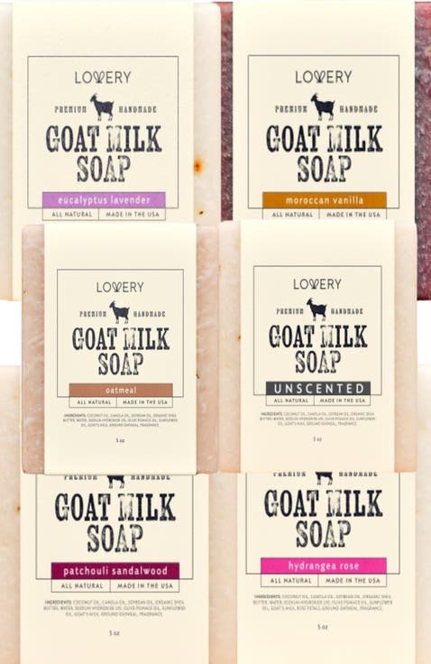 Handmade Goat Milk Soap Bars with Organic Shea Butter - Variety Scent - 6 Pack