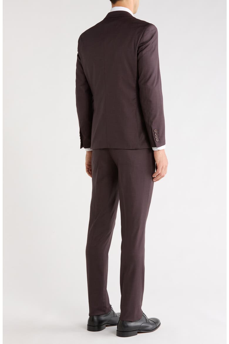 Sharkskin Peak Lapel 3-Piece Suit, Alternate, color, GRAPE