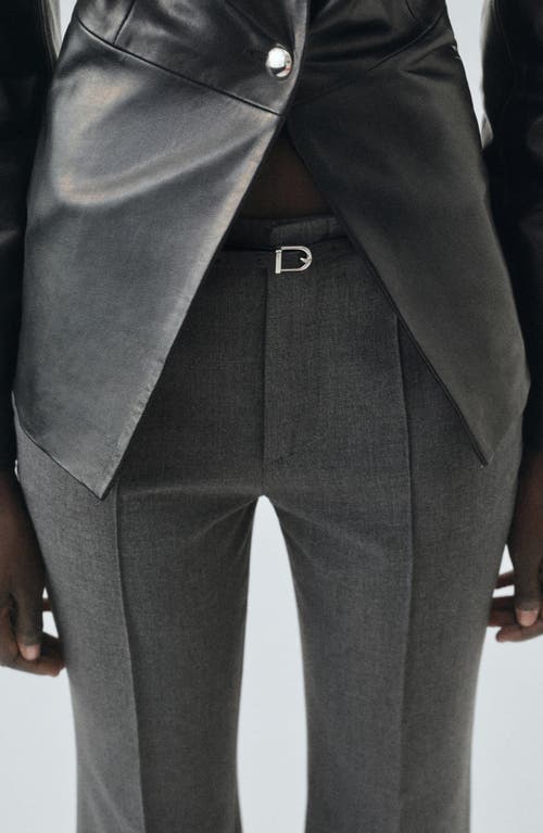 Mango Belted Straight Leg Pants In Gray