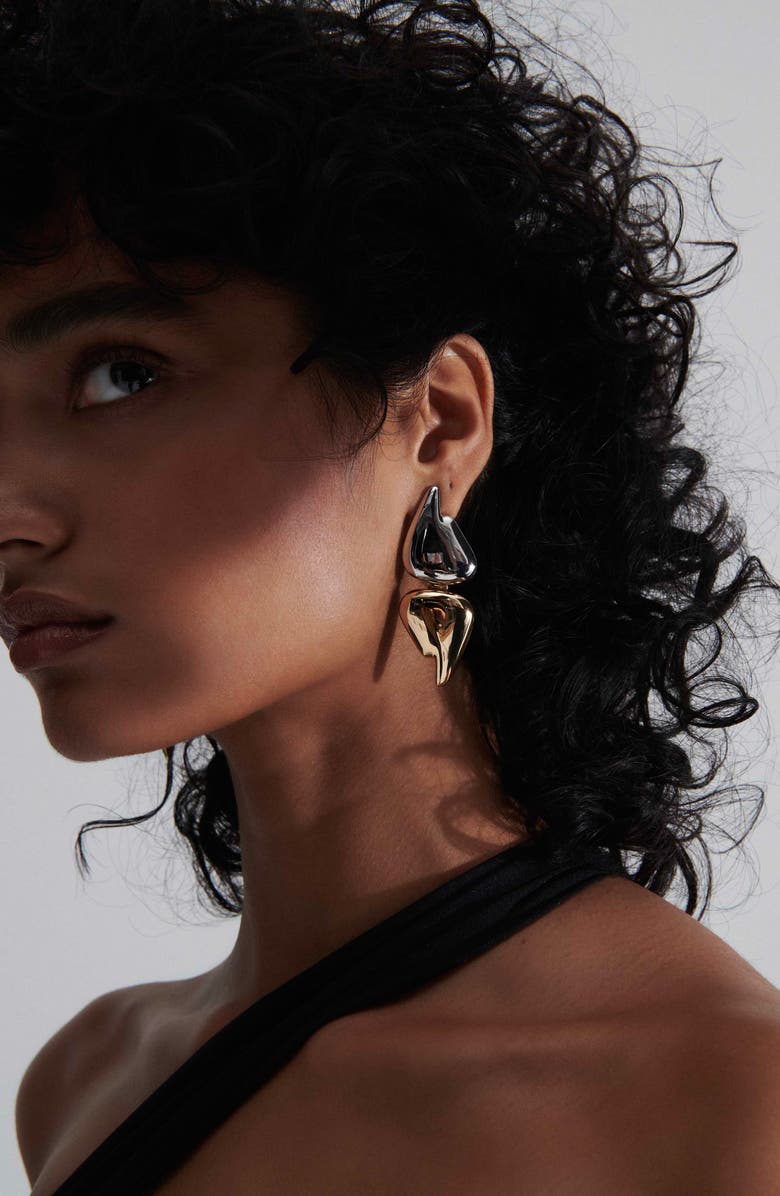 DEMARSON Blaze Mixed Metal Convertible Drop Earrings, Alternate, color, Gold