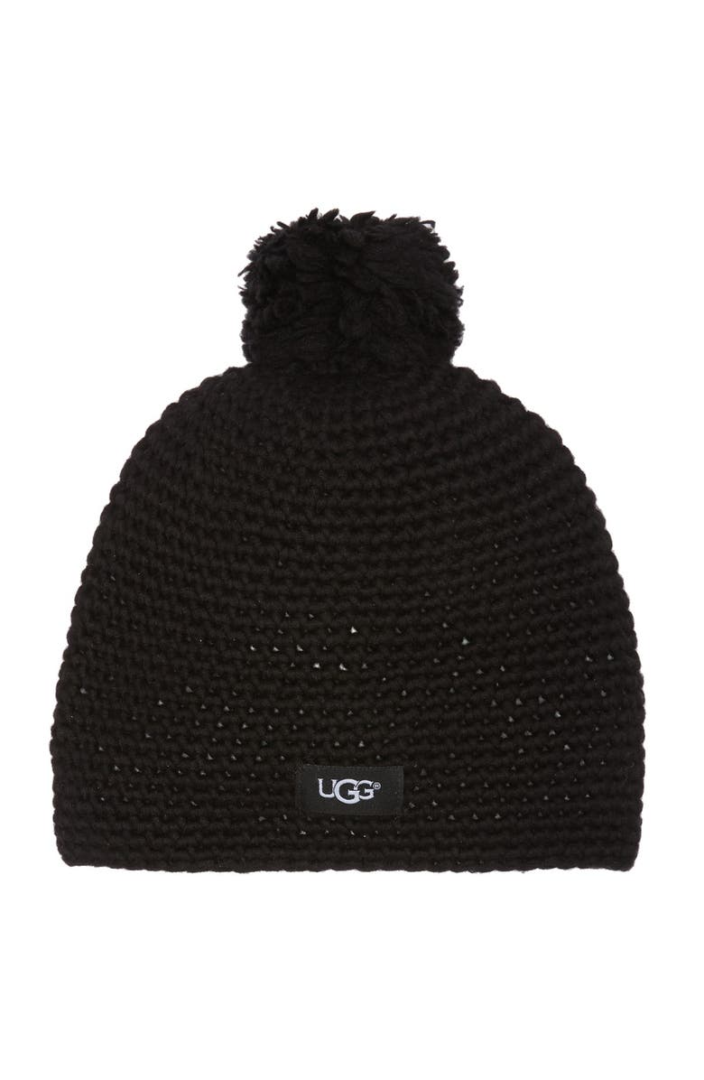 UGG<sup>®</sup> Yarn Pompom Knit Beanie, Main, color, Black