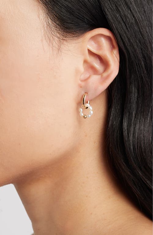 Set & Stones Pearl Halo Hoop Earrings In Gold