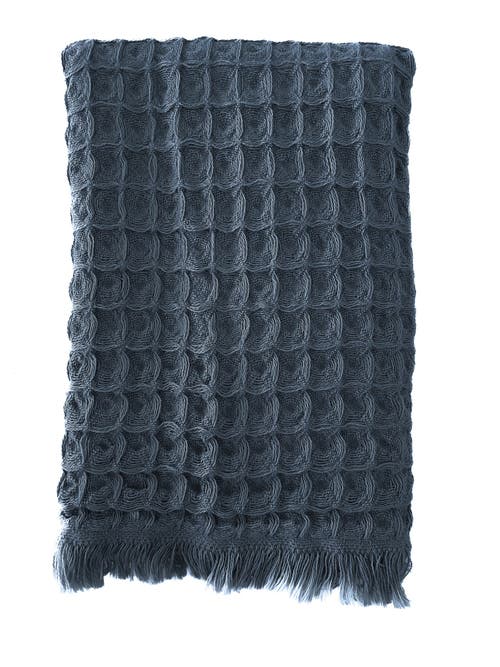 Anaya Turkish Cotton Waffle Hand Towel In Dark Navy