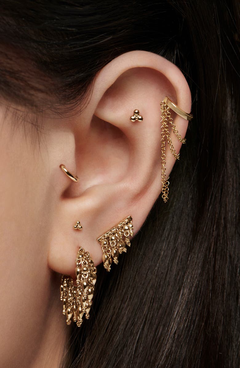 MARIA TASH Tassel Bar Threaded Stud Single Earring, Alternate, color, Yellow Gold-Left