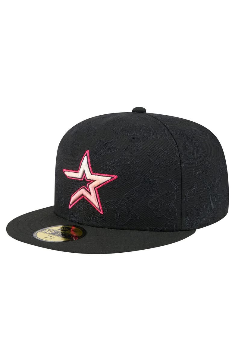 New Era Men's New Era Black Houston Astros Tonal Koi 59FIFTY Fitted Hat, Main, color, 