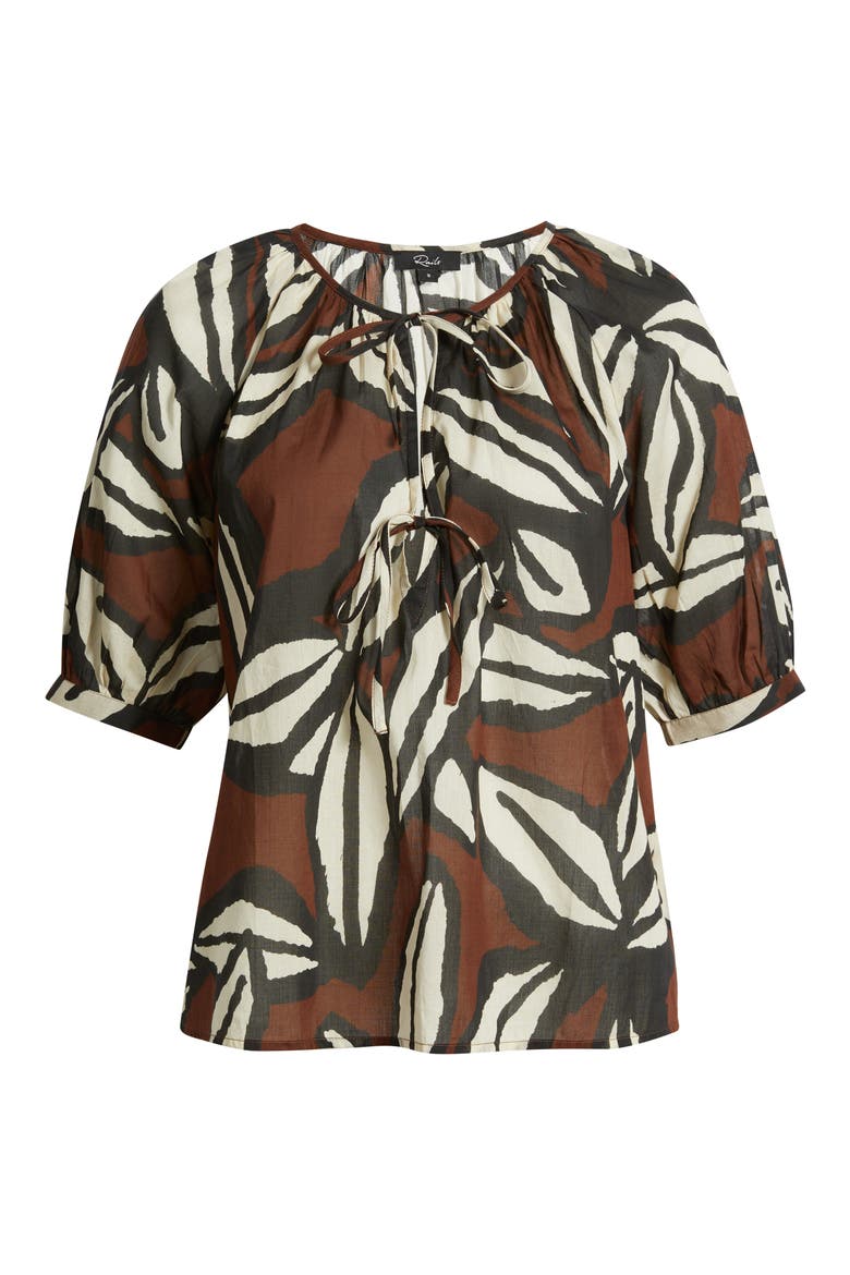 Catalene Abstract Print Cotton Top, Alternate, color, COCOA FLORAL