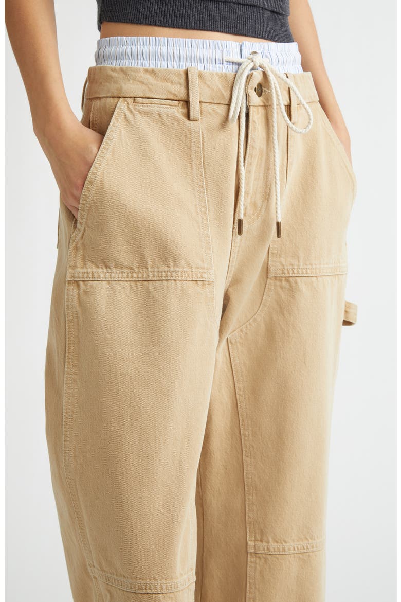 Double Waistband Wide Leg Carpenter Pants, Alternate, color, TAN
