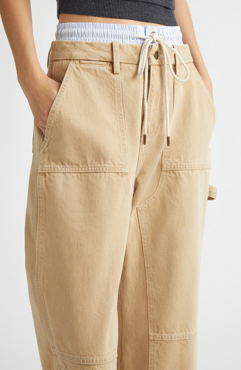 MONSE Double Waistband Wide Leg Carpenter Pants, Alternate, color, Tan