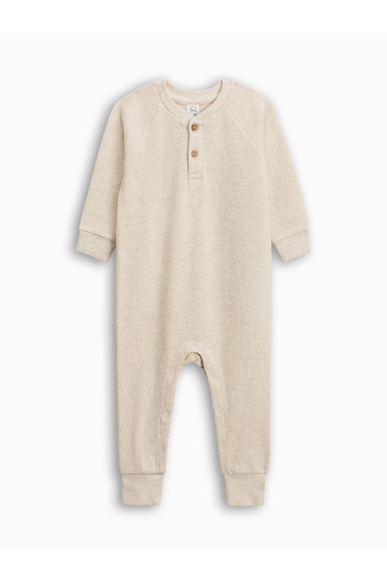 Crosby Waffle Knit Henley Romper, Main, color, Heather Oat