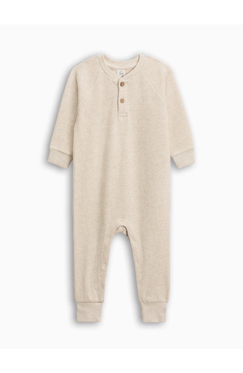 Kendi Crosby Waffle Knit Henley Romper, Main, color, Heather Oat