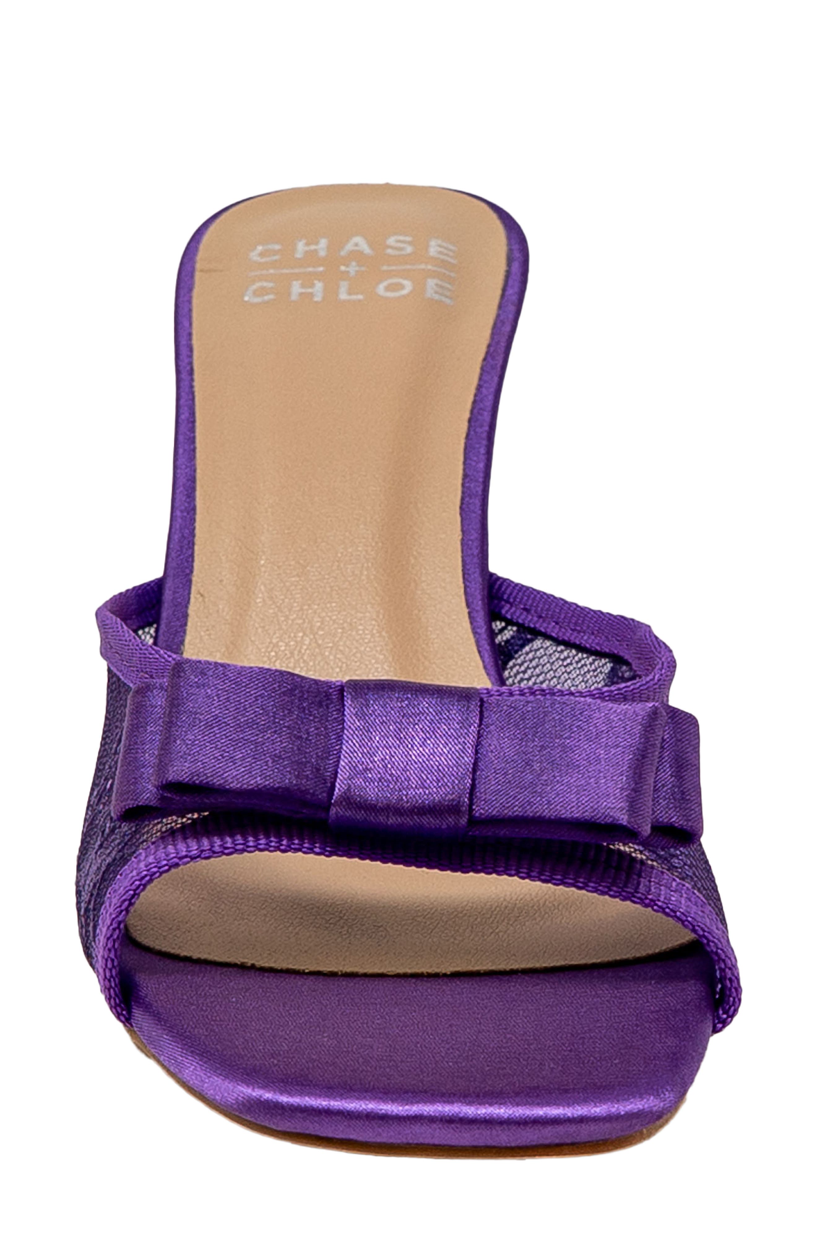 Jabari Satin Bow Lace Sandal, Alternate, color, PURPLE SATIN