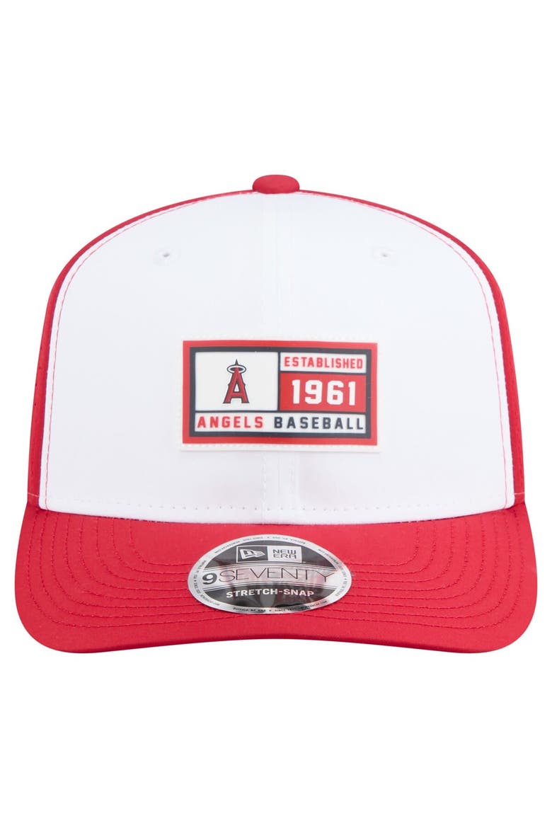 Men's New Era White/Red Los Angeles Angels Established Patch 9SEVENTY Adjustable Hat, Alternate, color, White