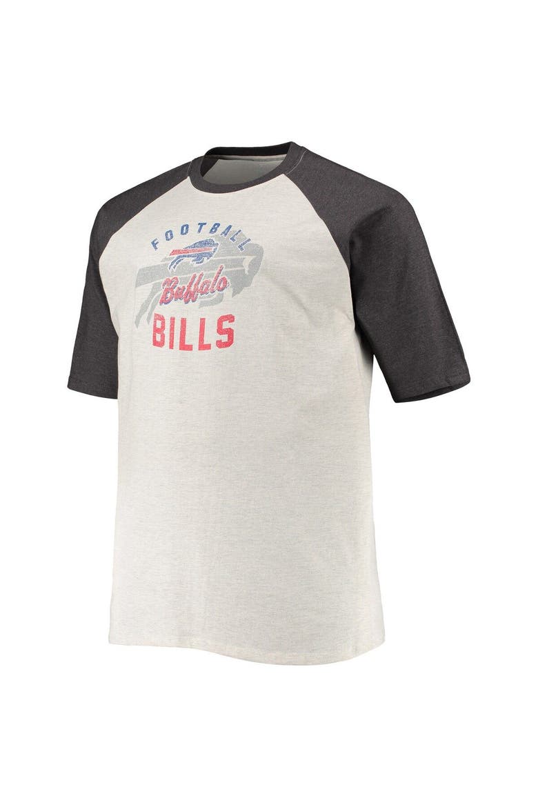 Men's Oatmeal/Heathered Charcoal Buffalo Bills Big & Tall Raglan T-Shirt, Alternate, color, Oatmeal