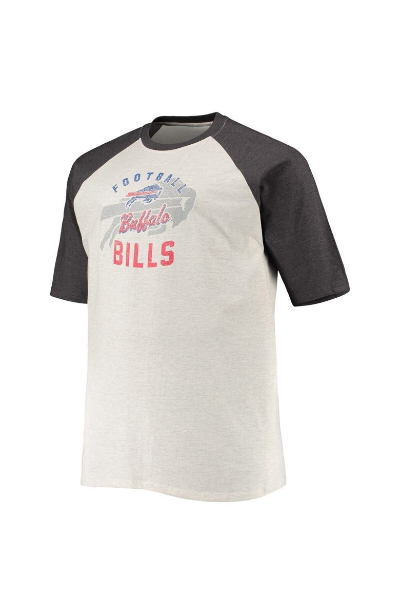 PROFILE Men's Oatmeal/Heathered Charcoal Buffalo Bills Big & Tall Raglan T-Shirt, Alternate, color, 