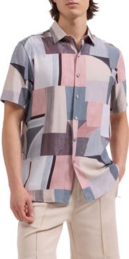 Bugatchi Orson Shaped Fit Short Sleeve Button-Up Shirt