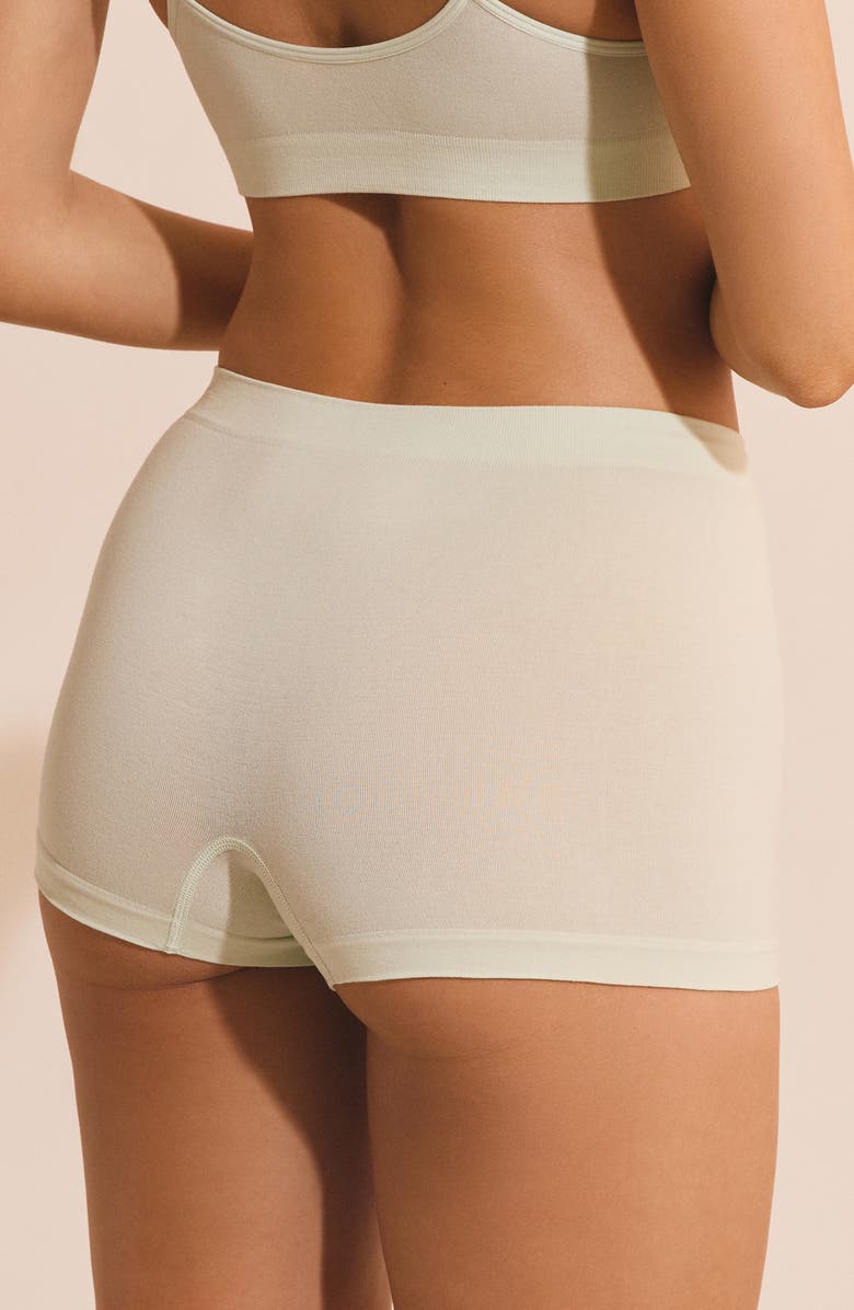 Etam Amande Seamless Cotton Blend Boyshorts, Alternate, color, Anise
