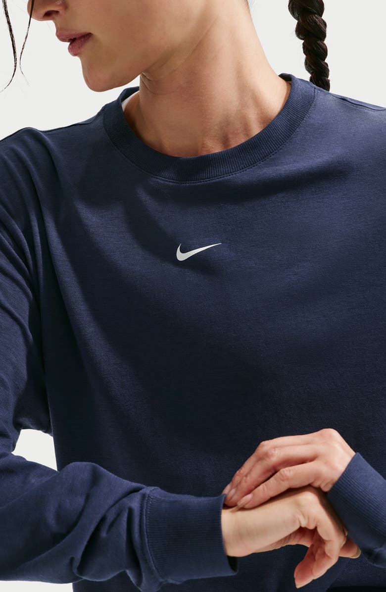 Nike One Relaxed Dri-FIT Top, Alternate, color, 411 Midnight Navy/White