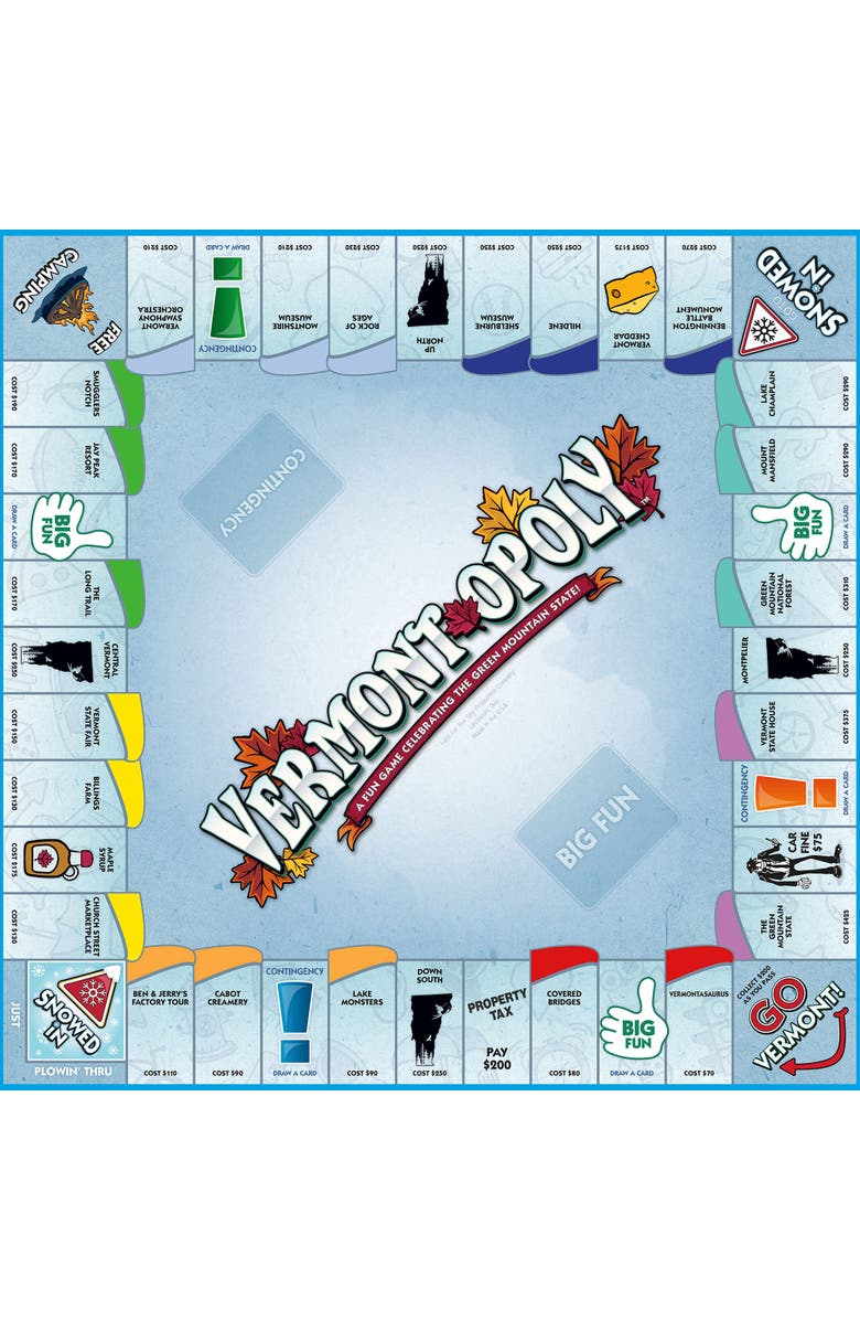 Late for the Sky Vermontopoly Monopoly Board Game, Alternate, color, Multicolored