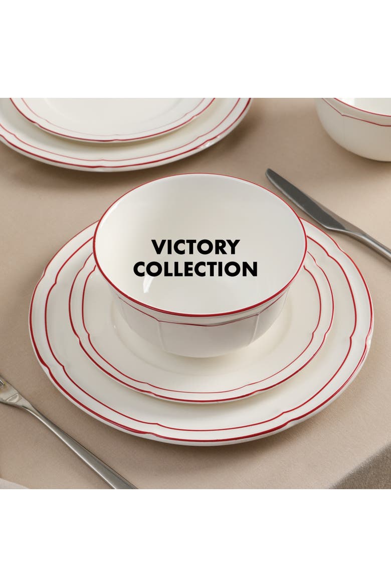 Victory 12-Piece Porcelain Dinnerware Set, Colored Rim, Alternate, color, Red