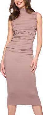 Susana Monaco Gathered Mock Neck Midi Dress