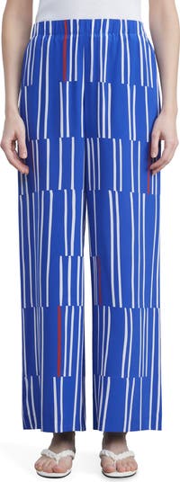 Lafayette 148 New York Riverside Beach Stripe Wide Leg Silk Lafayette 148 New York Riverside Beach Stripe Wide Leg Silk