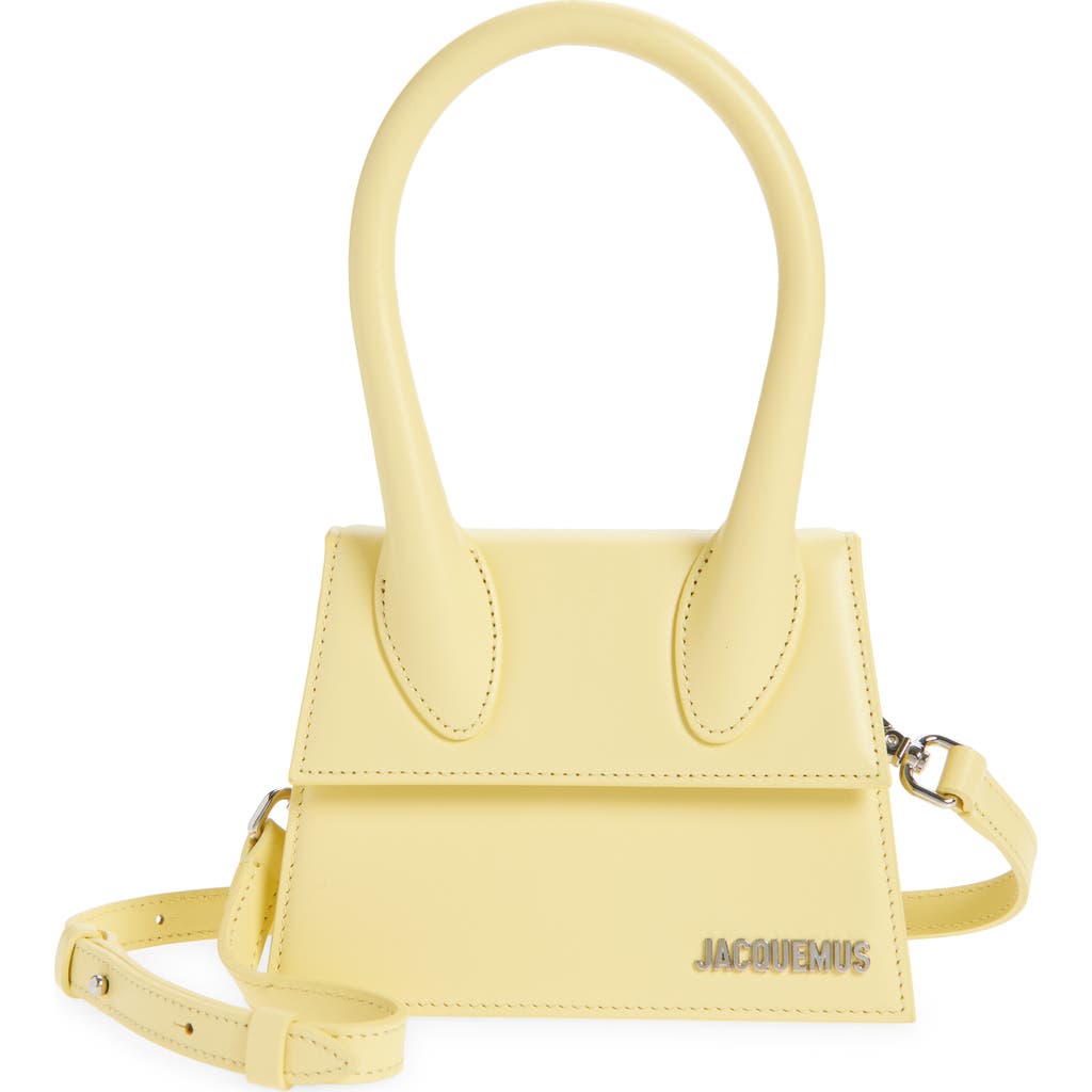 Jacquemus Le Chiquito Moyen Leather Top Handle Bag In Yellow