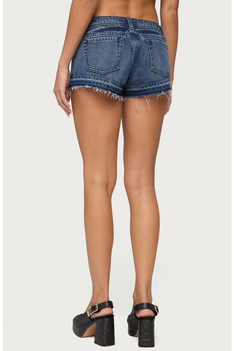 True Low Rise Denim Shorts, Alternate, color, DARK-BLUE-WASHED