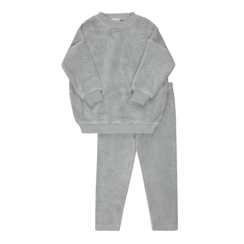 Ely's & Co. Velour Embroidered Floral Collection- Lounge Set In Gray