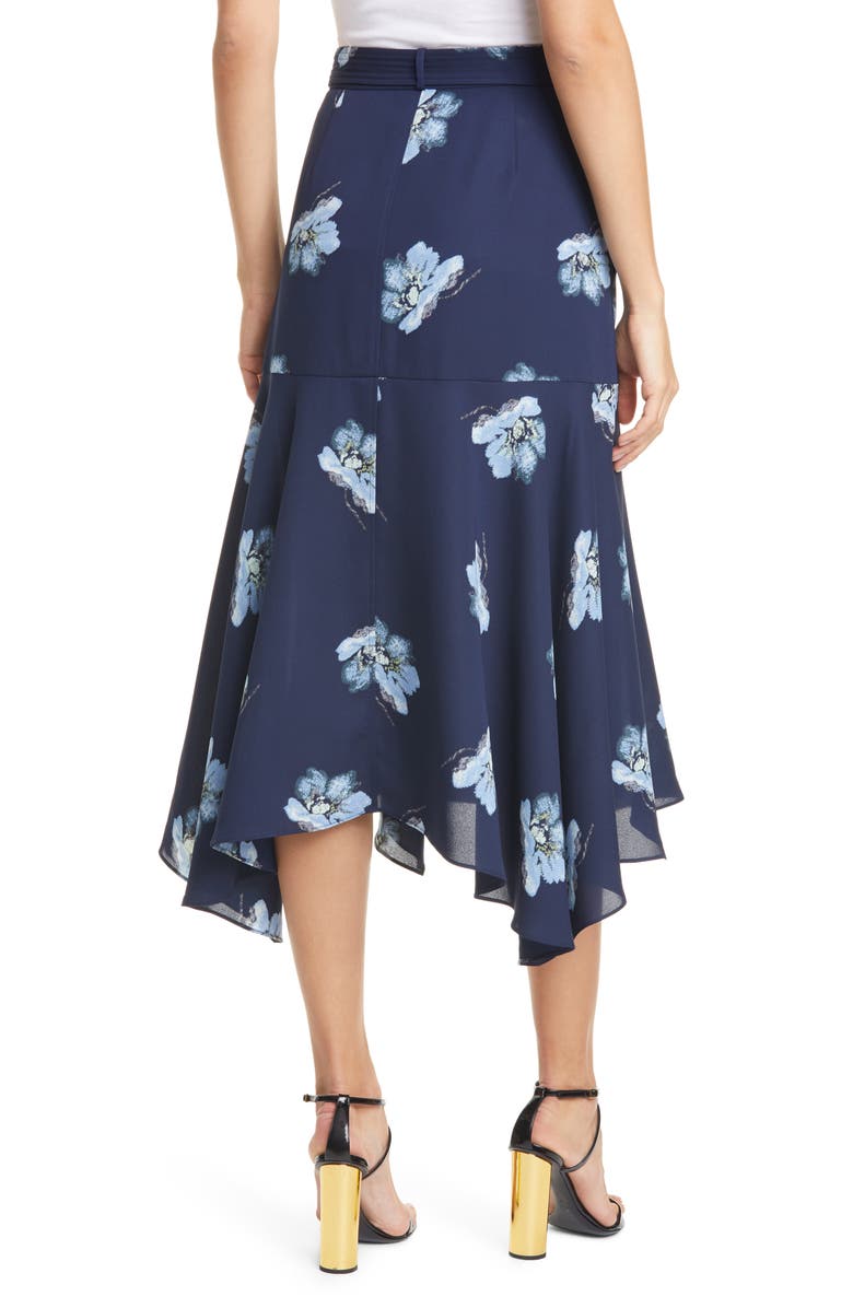 Club Monaco Floral Print Wrap Midi Skirt, Alternate, color, 