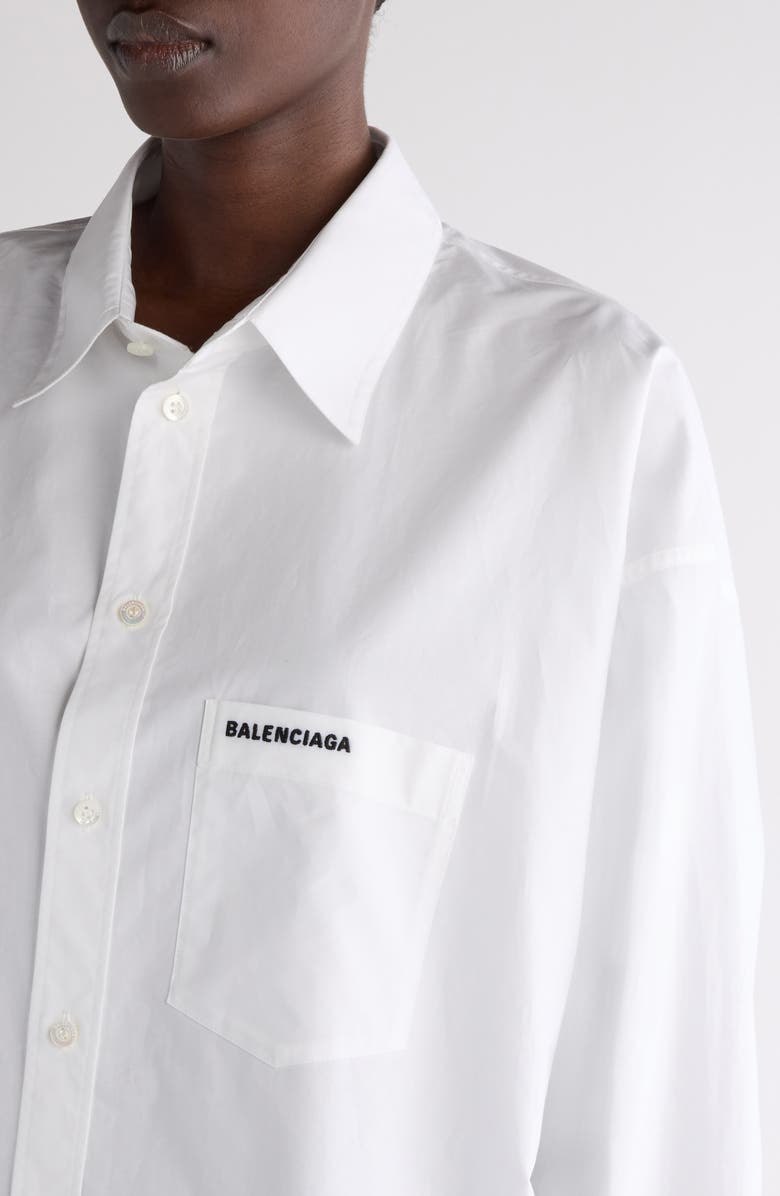 Balenciaga Regular Cotton Button-Up Shirt, Alternate, color, 9000 White