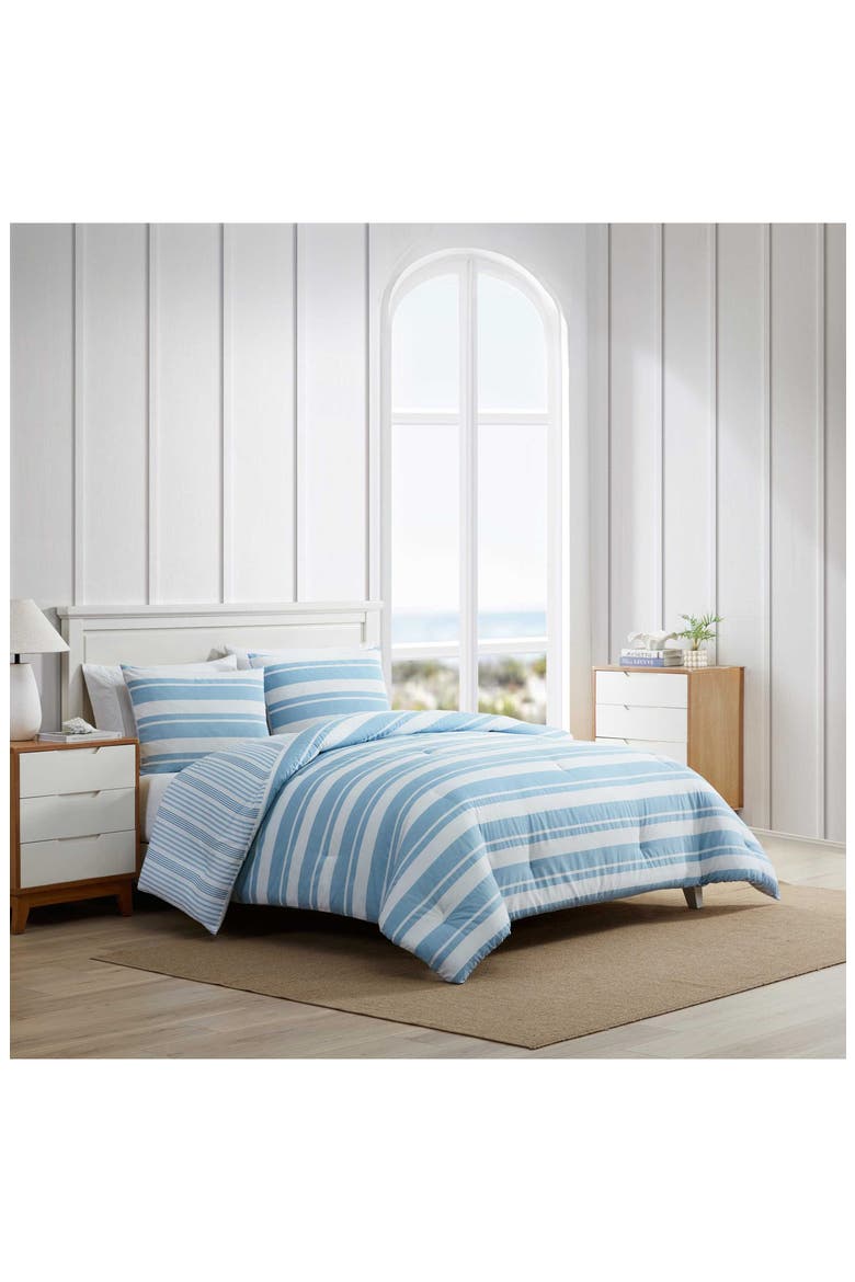 Tayleur Striped Cotton Comforter, Alternate, color, LIGHT / MEDIUM BLUE