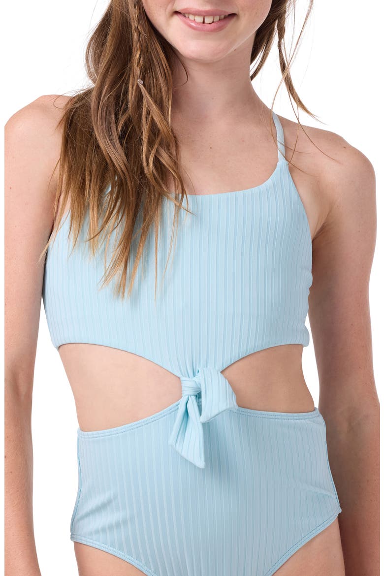 Shorebreak Rib Knot Cutout One-Piece Swimsuit, Alternate, color, STRATOSPHERE