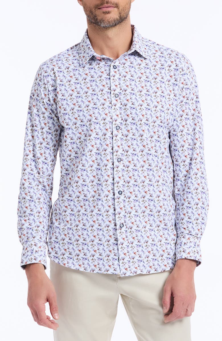 Robert Graham Brauxhall Knit Button-Up Shirt, Main, color, White Multi
