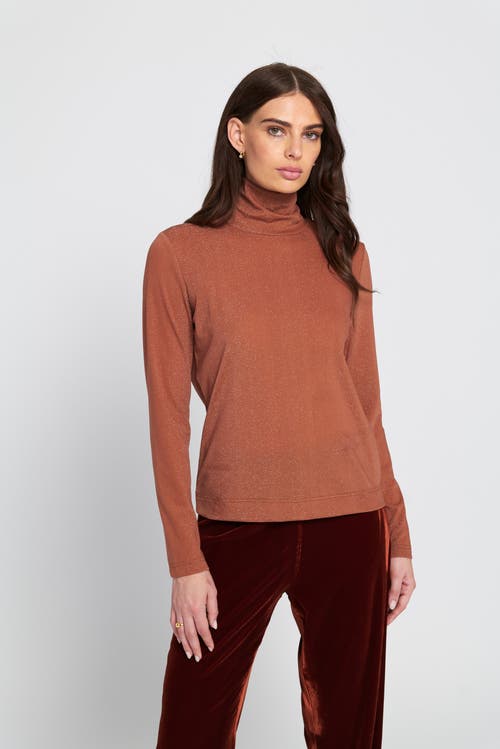 Elle Collection Knit Turtleneck Top Solid In Orange