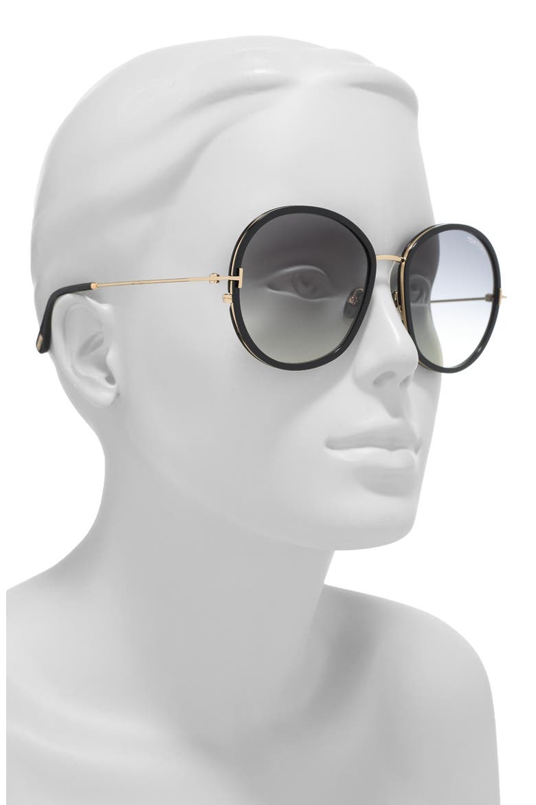 Hunter 58mm Round Sunglasses, Alternate, color, SBLK/SMKG