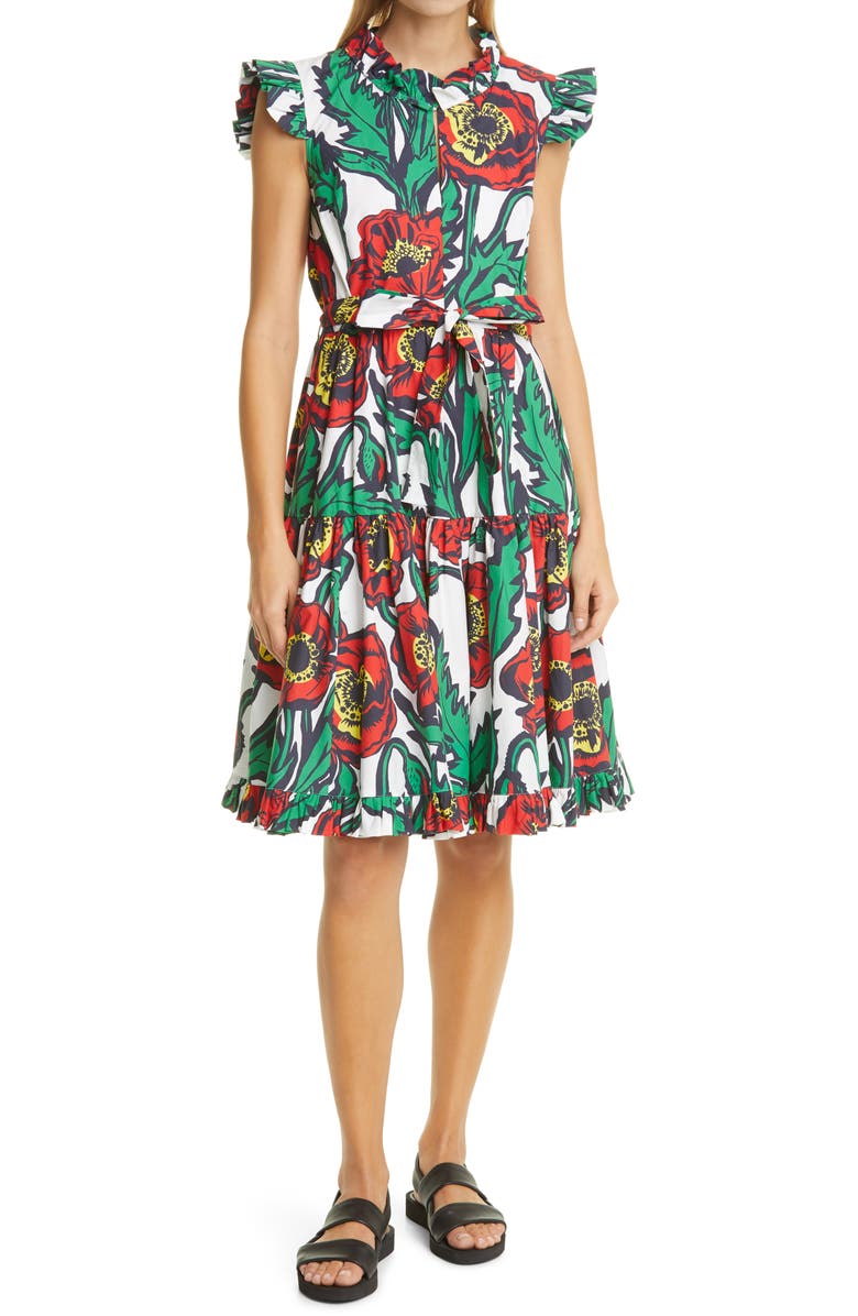 La DoubleJ Floral Short & Sassy Cotton Dress, Main, color,