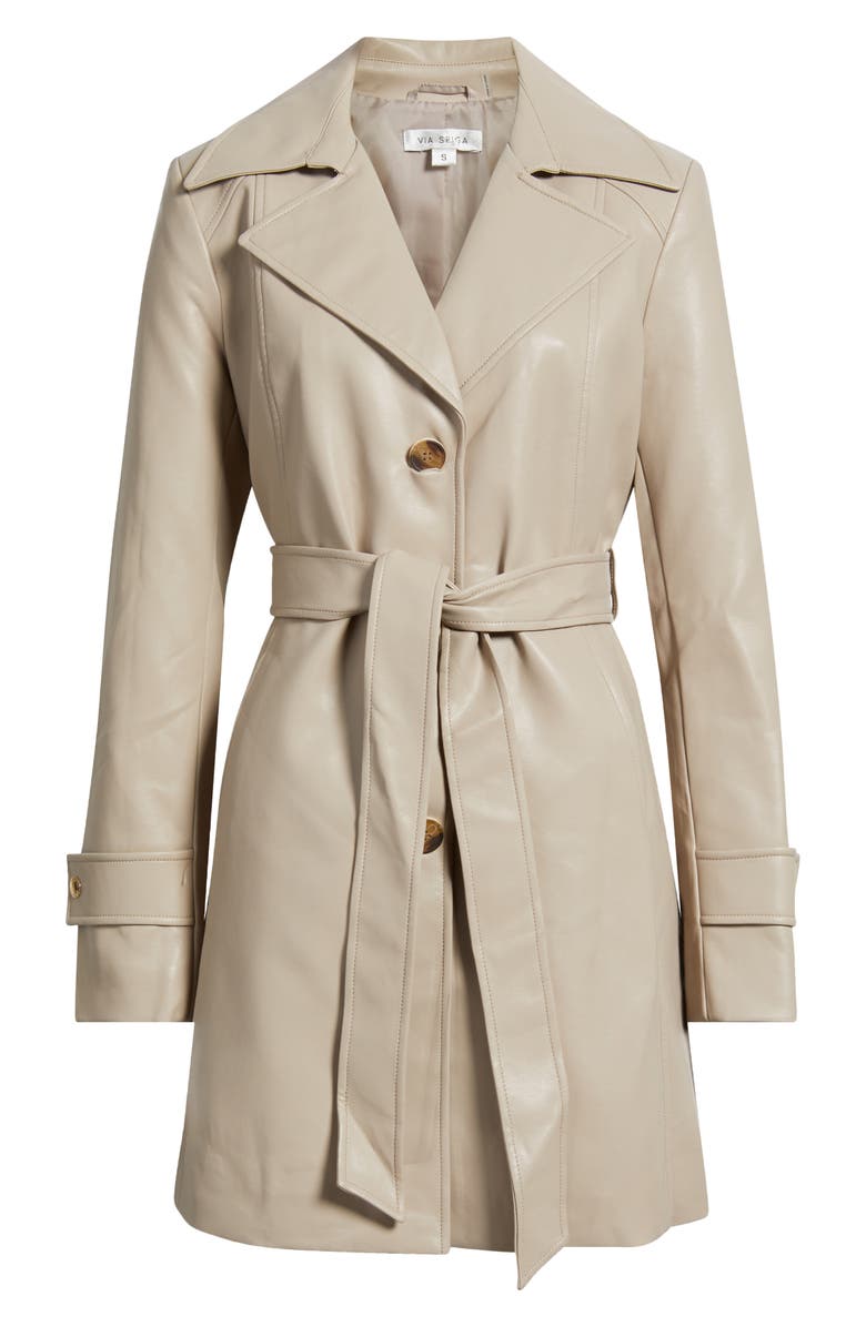 Via Spiga Belted Faux Leather Trench Coat, Main, color, 