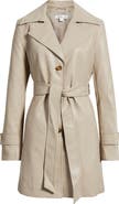 Via Spiga Belted Faux Leather Trench Coat