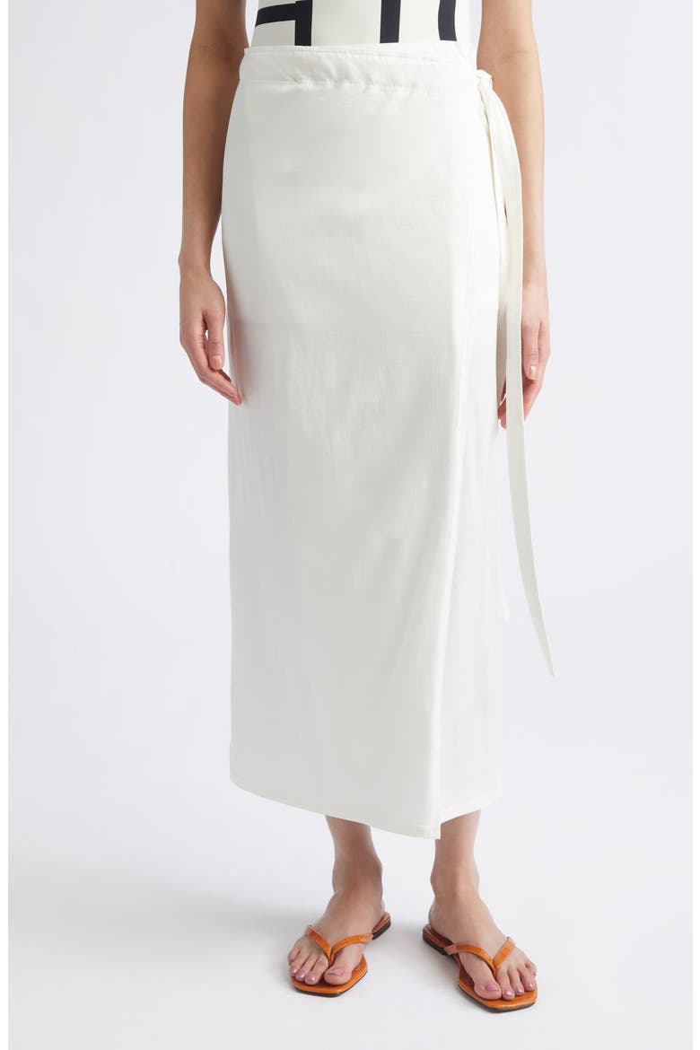 Silk & Cotton Jersey Wrap Skirt, Main, color, OFF-WHITE