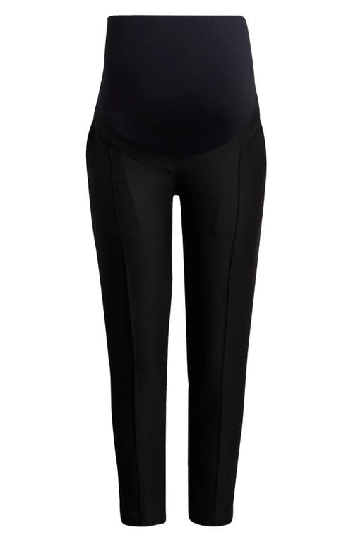 Marion Slim Leg Over-belly Maternity Dress Pants In Black