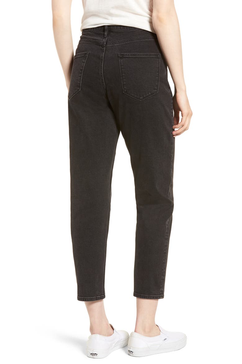 High Waist Crop Mom Jeans, Alternate, color, WASHED BLACK