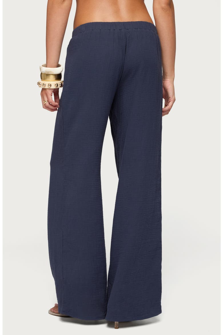 Viktoria Cotton Crinkle Gauze Wide Leg Drawstring Pants, Alternate, color, NAVY