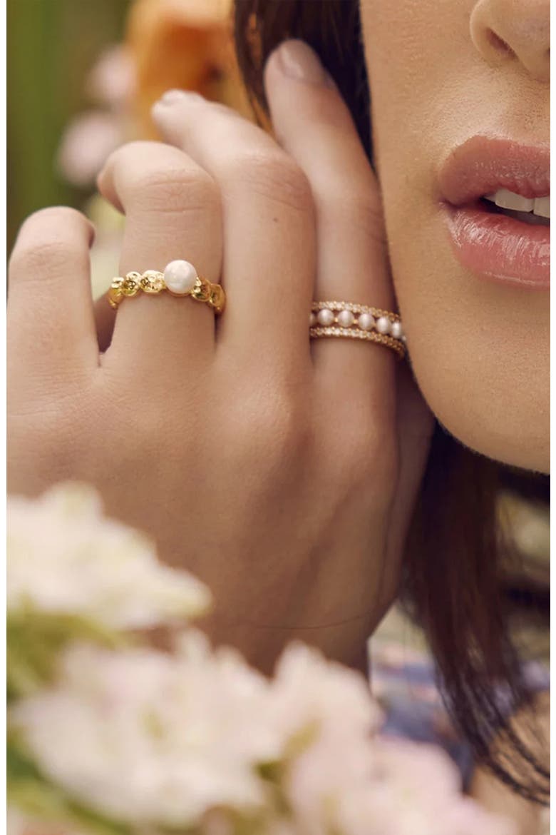 Amore Pearl Head Statement Ring Trendy Minimalist, Alternate, color, Gold