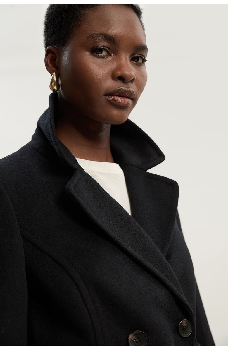 Karen Millen Wool Blend Belted Midi Coat, Alternate, color, Black