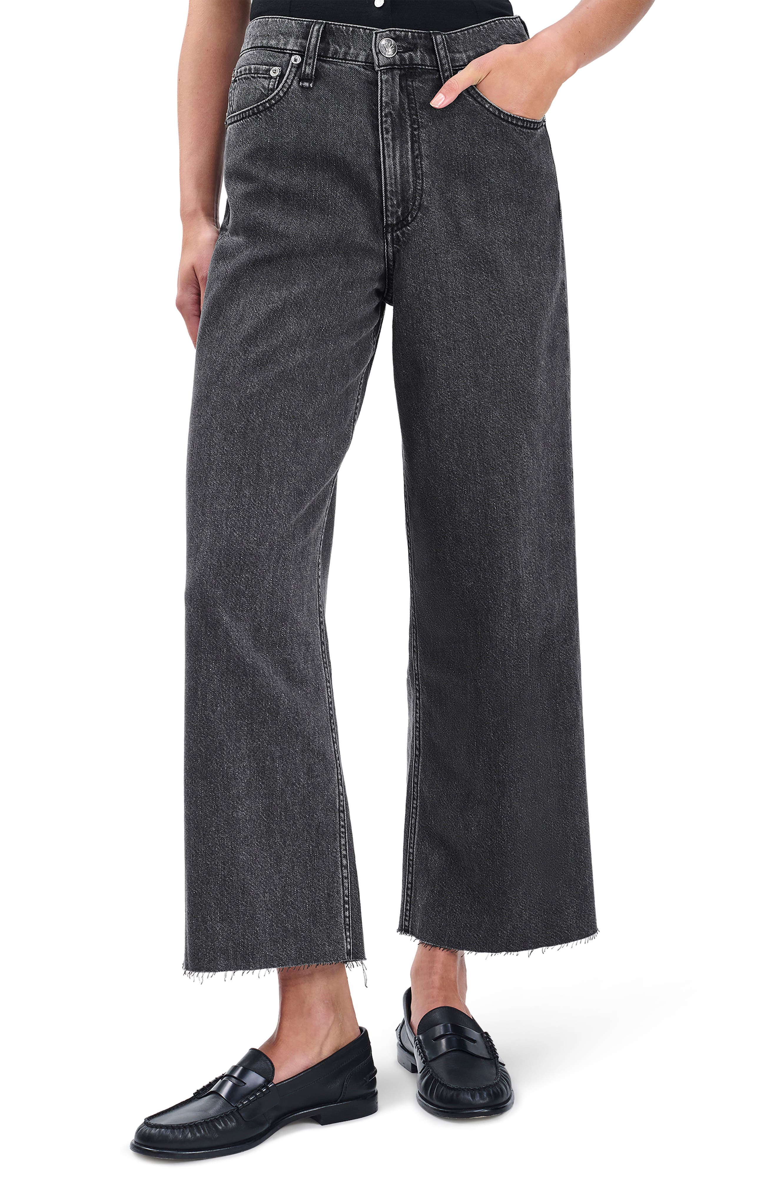 rag & bone Andi High Waist Ankle Wide Leg Jeans