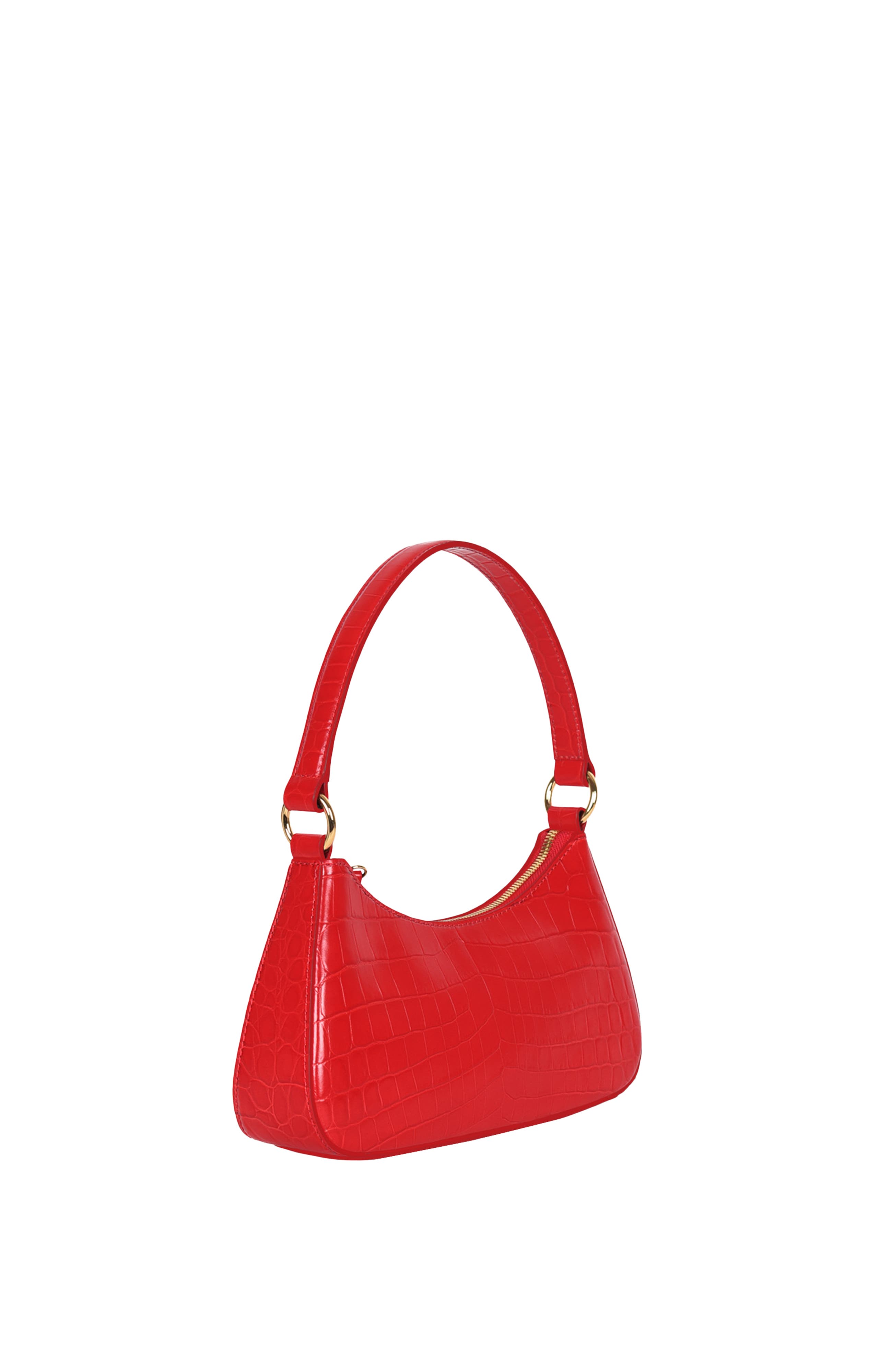 Upcycled Leather Mini Shoulder Bag, Alternate, color, Bright Red Croco