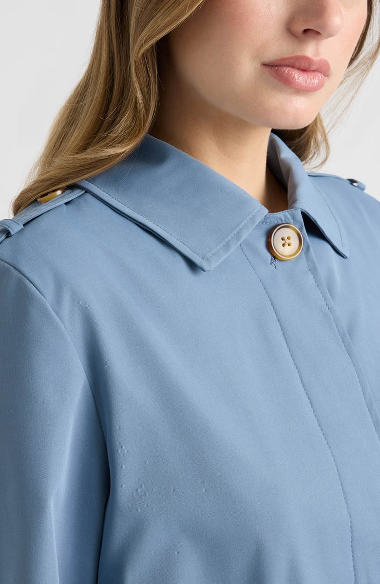 Ellen Tracy Belted Canvas Trench Coat, Alternate, color, Dusty Blue