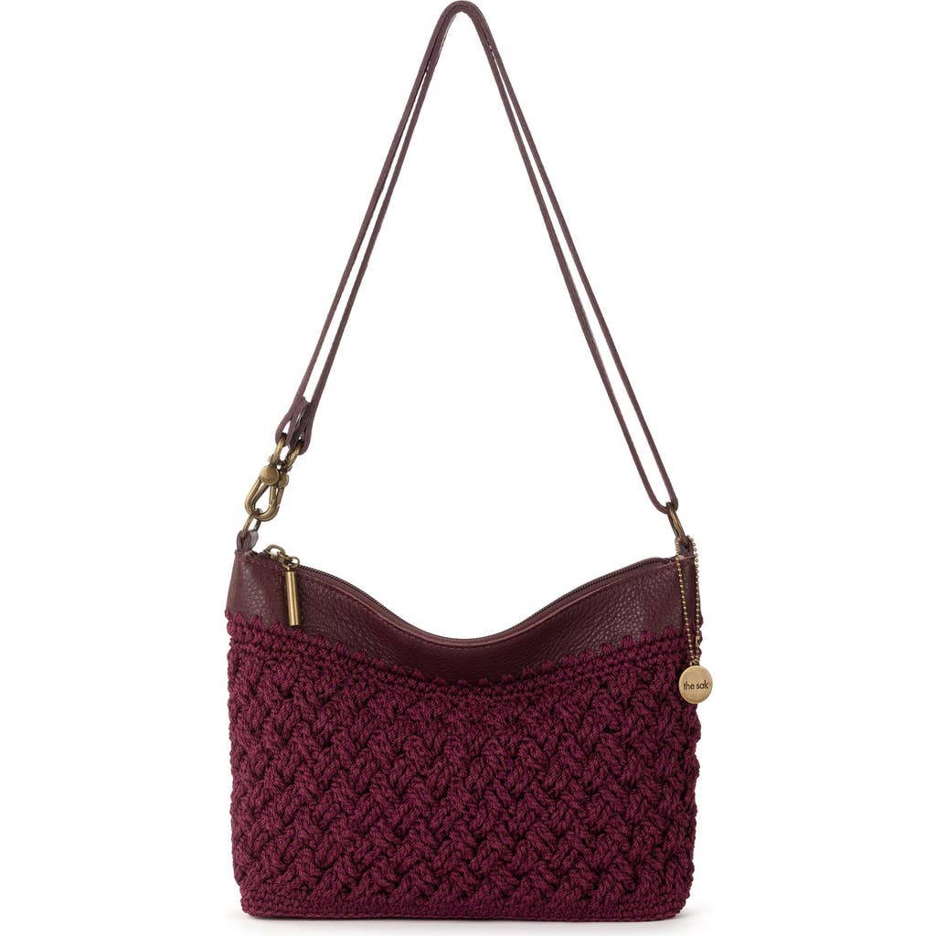 The Sak Lumi Covertible Crossbody Hand Crochet Bag In Burgundy